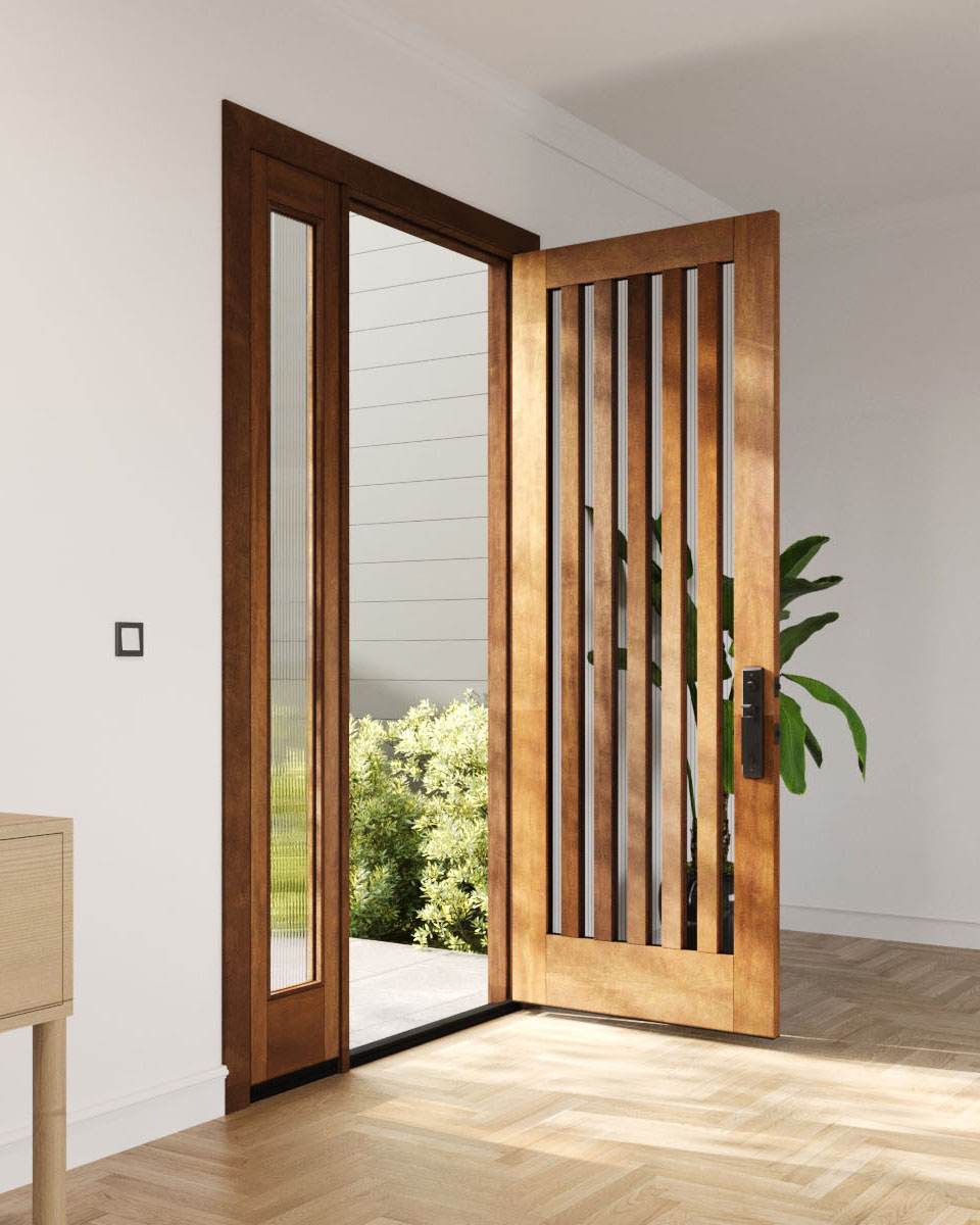 Mahogany Slimlite Modern Shaker Single Door, Sidelite, image size:960x1200