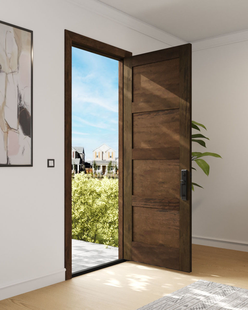 Mahogany Modern 4 Panel Shaker Solid Single Door|P401-SH-SH, image size:960x1200