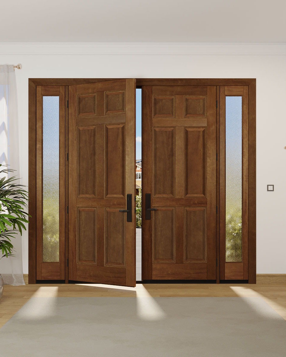 Discover the Colonial Exterior, Interior door - by US Door \u0026 More Inc |  Stylish Double Door with Two Sidelites entry constructed with Wood \u0026  Mahogany, image size:960x1200