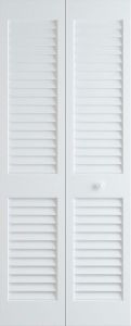 8-0 Primed Plantation Louver/Louver Bifold 2 Door, 1-3/8" Thick