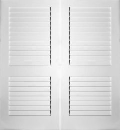 96" Primed Plantation Louver Interior Double Door, 1-3/8 Thick, PRI8730PLL