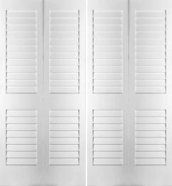 80" Primed Plantation Louver Bifold 4 Door, 1-3/8 Thick, PRI8730PLLBF