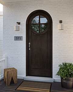 Mahogany Circle Round Top 4 Lite, Top View SDL 1 Panel Single Door|GC401-RT-OG