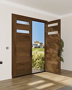 Mahogany 2 Lite  Modular Modern Shaker Double Door|MR5G5-202-SW-SH