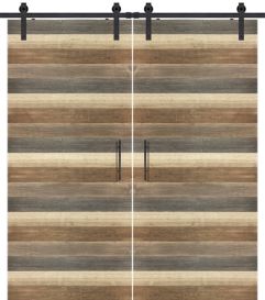 Horizontal 1 Rustic Farmhouse Barn Double Door, Pine
