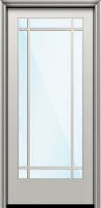 80" Full Lite 9 Lite SDL Prairie Nova 90 Smooth Fiberglass Single Door