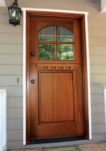 Craftsman Mahogany 1 Panel 4 Lite Arched Single Door, Dutch Door, made byDSA ,SKU:Dutch-4LT-Arched-E-01-1P,
