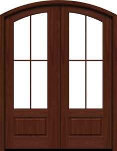 96" Mahogany Lucie 4 Lite SDL Double Door/Arch Top | HVHZ Impact