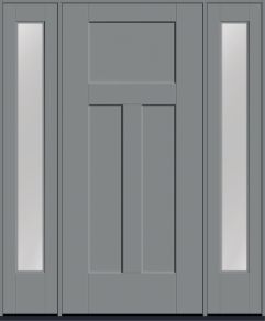 80" 3 Panel Craftsman Top View Smooth Shaker Fiberglass Single Door, Full Sidelites
