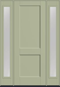 96" 2 Panel Craftsman Square Top Shaker Smooth Fiberglass Single Door, Full Sidelites
