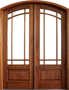 Mahogany Tiffany Diamond 7 Lite Double Door/Arch Top, made by DSA, SKU: Tiffany-Diamond-7LT-E-17