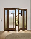 Mahogany Oculus Full Lite, Artistic Lite Designer SDL Shaker Double Door, Sidelites