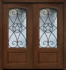 80" Double 1 Panel 3/4 Arch Lite Austin Cherry & Walnut Door