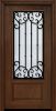 Pro 80" 1 Panel 3/4 Lite Valencia Wrought Iron Mahogany Door