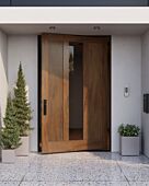 Nexus| Mahogany Nexus Center Lite Contemporary Modern Shaker Pivot Door
