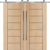 84" Birch Brentwood Solid Contemporary Double Barn Door
