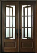 96" Mahogany Breezeport 6 Lite Double Door, 2-1/4" Thick