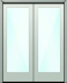96" Full Lite Nova 90 Modern Smooth Fiberglass Direct Glazed Double Door