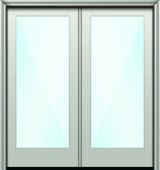 80" Full Lite Nova 90 Modern Smooth Fiberglass Direct Glazed Double Door 