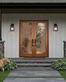 Mahogany Full Lite Double Door|G101-OG