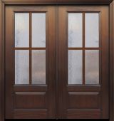 80" Double 3/4 Lite 1 Panel 4 Lite SDL Mahogany/Alder Door