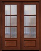 96" Double 3/4 Lite 1 Panel 6 Lite SDL Mahogany/Alder Door