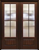 96" 3/4 Lite 4 Lite SDL Mahogany/Alder Fiberglass Double Door