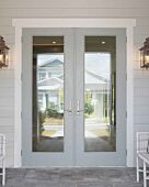 Low-e 96" Full Lite Fiberglass Double Door, Impact Rated