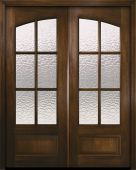 96" Double Square Top Arch Lite 6 Lite TDL DoorCraft Mahogany Door w/Textured Glass