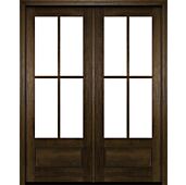 Mahogany 3/4 Lite, 4 Lite SDL 1 Panel Modern Farmhouse Shaker Double Door|G7504-SH