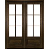 Mahogany 3/4 Lite, 6 Lite SDL 1 Panel Modern Farmhouse Shaker Double Door|G7506-SH