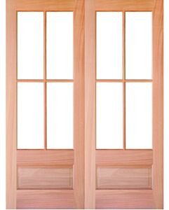 96 Mahogany Low-e 3/4 Lite,4 Lite Clear Bevel Double Door