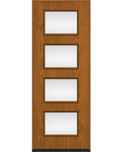 80 Low-E Modern Pulse Linea Centered Oak Fiberglass Single Door , WBD Impact