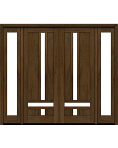 Mahogany Boston Full Lite, Artistic Lite Designer  Contemporary Modern Shaker Double Door, Sidelites