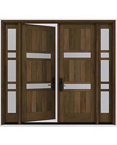 Mahogany Aragvi 2 Lite  Modular Modern Shaker Double Door, Sidelites