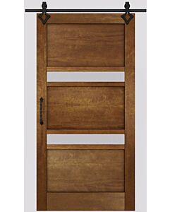 Mahogany Aragvi 2 Lite Designer SDL Contemporary Modern 3 Panel Shaker Single Barn Door