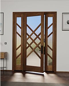 Mahogany Celtic Full Lite, Artistic Lite Designer SDL Contemporary Modern Shaker Single Door, Sidelites