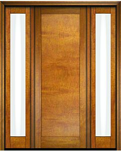 Mahogany Modern 1 Panel Shaker Solid Single Door, Sidelites