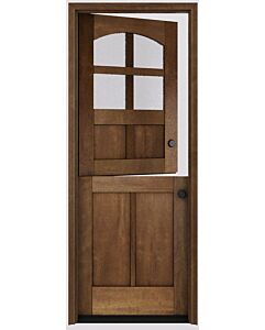Mahogany Craftsman Arch Lite, 1/2 Lite, 4 Lite SDL 2 Panel Shaker Dutch Door