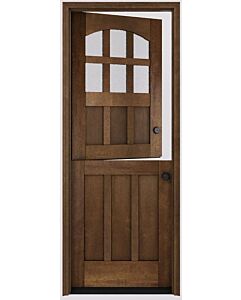 Mahogany Craftsman Arch Lite, 1/2 Lite, 6 Lite SDL 3 Panel Shaker Dutch Door