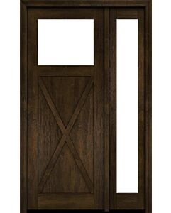 Mahogany Craftsman Top View Crossbuck Panel Shaker Single Door, Sidelite|CRF-CPG1-SH