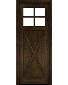 Mahogany Craftsman 4 Lite, Top View SDL Crossbuck Panel Shaker Single Door|CRF-CPG4-SH