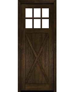 Mahogany Craftsman 6 Lite, Top View SDL Crossbuck Panel Shaker Single Door|CRF-CPG6-SH