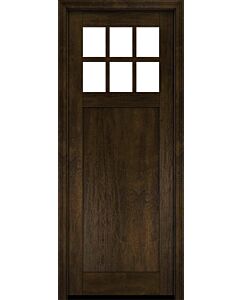 Mahogany Craftsman 6 Lite, Top View SDL 1 Panel Shaker Single Door|CRF-P1G6-SH