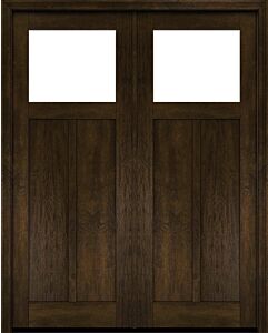Mahogany Craftsman Top View 2 Panel Shaker Double Door|CRF-P2G1-SH