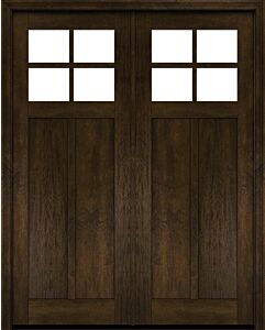 Mahogany Craftsman 4 Lite, Top View SDL 2 Panel Shaker Double Door|CRF-P2G4-SH