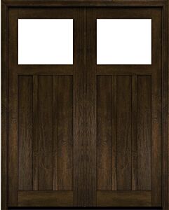 Mahogany Craftsman Top View 3 Panel Shaker Double Door|CRF-P3G1-SH