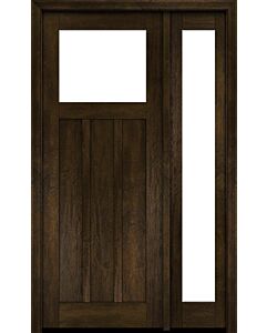 Mahogany Craftsman Top View 3 Panel Shaker Single Door, Sidelite|CRF-P3G1-SH