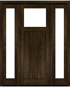 Mahogany Craftsman Top View 3 Panel Shaker Single Door, Sidelites|CRF-P3G1-SH