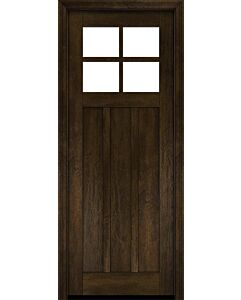 Mahogany Craftsman 4 Lite, Top View SDL 3 Panel Shaker Single Door|CRF-P3G4-SH